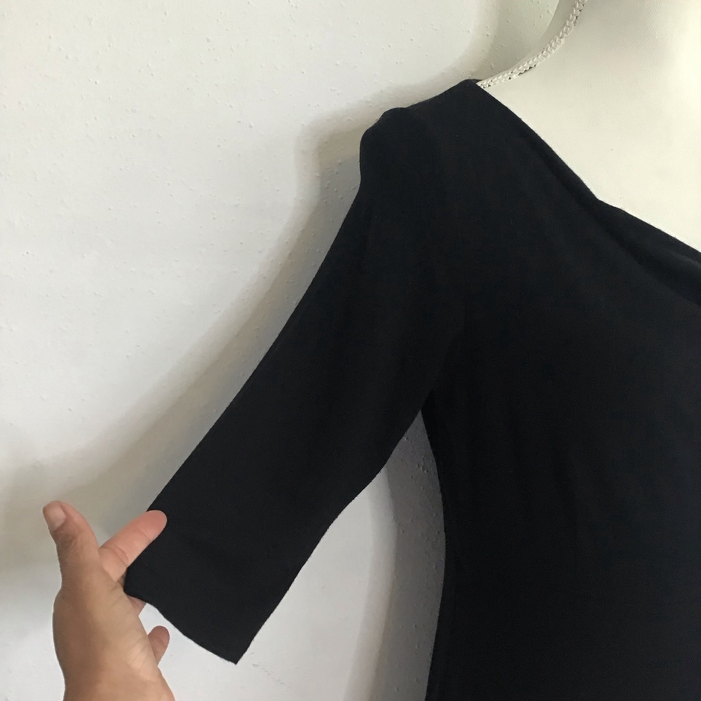 Eileen Fisher Women Elegant Black Cowl Neck Midi Cocktail Dress SP - Picture 4 of 13